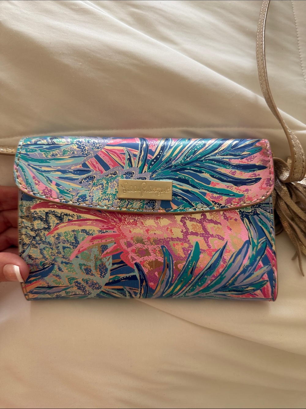 Lilly Pulitzer Multicolor Tropical Print Crossbody Bag - Pink & Blue - Picture 2 of 5